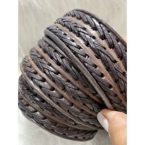 Mens Braided Leather Belt W/‎ Western-Style Buckle Size 46 Dark Brown